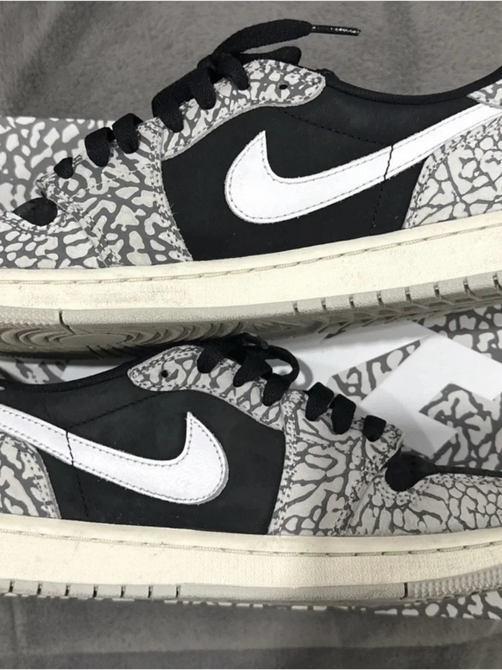 Nike Air Jordan 1 Retro Low OG Black Cement Gray White CZ0790-001 Shoes-Mens 8.5